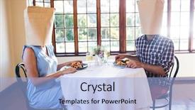  Presentation with paper bag - Presentation design featuring faces covered with paper bag background and a light blue colored foreground