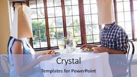  Presentation with brown paper bag - Amazing presentation design having faces covered with paper bag backdrop and a light blue colored foreground