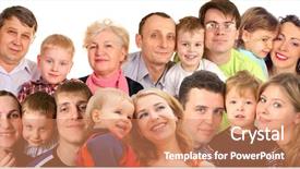  Presentation with family children - Slides featuring faces family with children collage background and a coral colored foreground