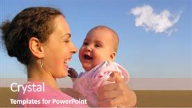  Presentation with faces - Presentation theme with faces mother with baby on sunset with cloud background and a coral colored foreground