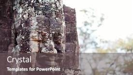  Presentation with cambodia - Colorful PPT theme enhanced with faces-of-ancient-bayon-temple backdrop and a dark gray colored foreground