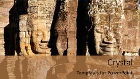  Presentation with faces - Presentation design featuring bayon temple popular tourist attraction background and a coral colored foreground