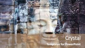  Presentation with faces - Colorful presentation enhanced with bayon temple popular tourist attraction backdrop and a coral colored foreground