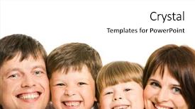  Presentation with members - Slides featuring faces of four family members background and a  colored foreground