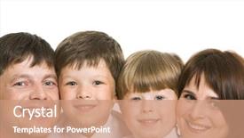  Presentation with 3 family member - Slides consisting of faces of four family members background and a coral colored foreground