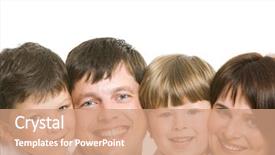  Presentation with faces - PPT theme with faces of four family members background and a  colored foreground
