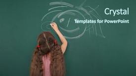  Presentation with human face set of faces - Audience pleasing PPT theme consisting of faces on the school board backdrop and a ocean colored foreground