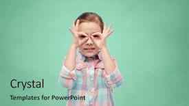  Presentation with early childhood education - Theme featuring faces over green chalk board background and a  colored foreground