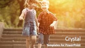  Presentation with happiness - Theme with faces sun - happiness boy and girl fun background and a coral colored foreground