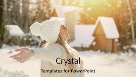  Presentation with villa - Cool new presentation design with faces sun - happiness female near the winter backdrop and a lemonade colored foreground