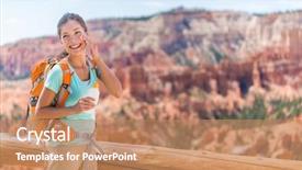  Presentation with united states - Presentation design consisting of faces sun - hiker sunscreen woman hiking putting background and a coral colored foreground