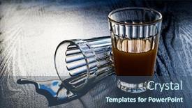  Presentation with juice - Presentation theme featuring faceted-glass-with-juice background and a ocean colored foreground