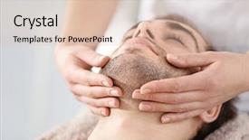  Presentation with spa salon - Theme enhanced with facial - man having face massage background and a lemonade colored foreground