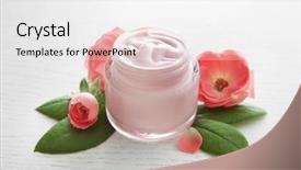  Presentation with face cream flower - Theme having facial cream and pink flowers background and a  colored foreground