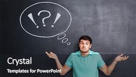  Presentation with young - Audience pleasing PPT theme consisting of facial expression - confused perplexed young man shrugging backdrop and a dark gray colored foreground