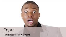  Presentation with facial - Amazing PPT layouts having facial expression - young shocked businessman isolated backdrop and a light gray colored foreground