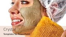  Presentation with honey skincare - Cool new presentation theme with facial honey clay face mask for woman honeycombs natural homemade organic threatment skincare health concept on isolated skin softening backdrop and a gold colored foreground