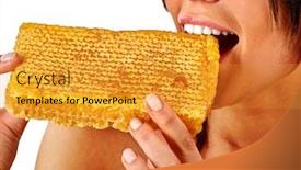  Presentation with honey skincare - Audience pleasing presentation theme consisting of honey mask for woman lips backdrop and a gold colored foreground