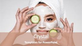  Presentation with lady - Beautiful theme featuring facial mask - attractive smiling asian lady backdrop and a coral colored foreground