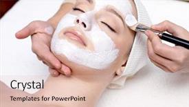  Presentation with beauty salon - PPT theme consisting of facial mask at beauty background and a lemonade colored foreground