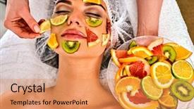  Presentation with medical spa - Theme with facial mask from fresh fruits background and a coral colored foreground
