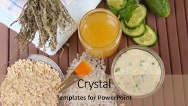  Presentation with natural ingredients - PPT layouts with facial masks with natural ingredients background and a coral colored foreground