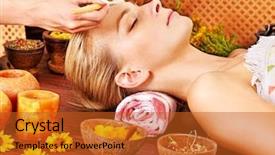  Presentation with facial - Beautiful theme featuring facial massage in tropical beauty backdrop and a red colored foreground