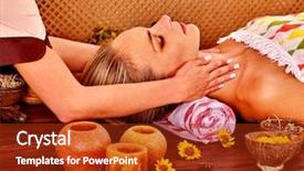  Presentation with facial - Beautiful presentation design featuring facial massage in tropical beauty backdrop and a crimson colored foreground