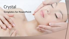  Presentation with facial - Audience pleasing PPT layouts consisting of facial massage to the woman backdrop and a  colored foreground