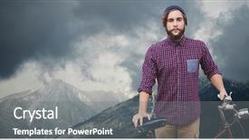  Presentation with traveler - Cool new slide set with facial mist - portrait of confident male traveler backdrop and a gray colored foreground