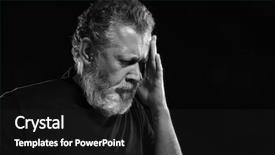  Presentation with black people - PPT theme featuring handsome elderly man on black background and a dark gray colored foreground