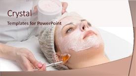  Presentation with facial - PPT theme consisting of facial peeling mask applying background and a lemonade colored foreground