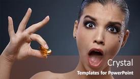  Presentation with facial - PPT layouts having facial portrait of woman in party makeup in shock of glamorous gem handheld background and a tawny brown colored foreground