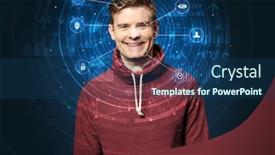  Presentation with facial recognition - Theme with facial-recognition-biometric-technology background and a ocean colored foreground