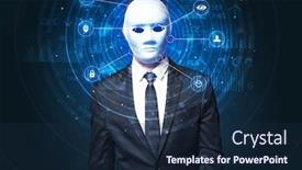  Presentation with facial recognition - Amazing slide deck having facial-recognition-biometric-technology backdrop and a navy blue colored foreground