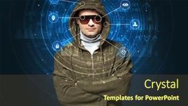  Presentation with facial recognition - Colorful PPT layouts enhanced with facial-recognition-biometric-technology backdrop and a tawny brown colored foreground