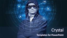  Presentation with facial recognition - Colorful PPT layouts enhanced with facial recognition biometric technology backdrop and a ocean colored foreground