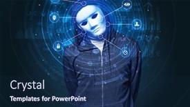  Presentation with facial recognition - Presentation theme enhanced with facial recognition biometric technology and artificial intelligence concept background and a navy blue colored foreground