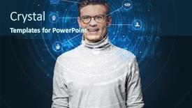  Presentation with facial recognition - Presentation theme featuring biometrics - facial recognition biometric technology background and a ocean colored foreground