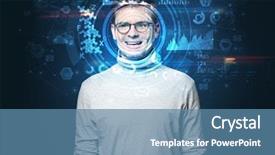  Presentation with face recognition - Theme having facial recognition system young man background and a teal colored foreground