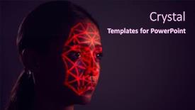  Presentation with face recognition - Presentation design featuring facial-recognition-technology-concept background and a wine colored foreground