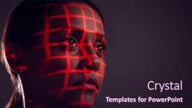  Presentation with face recognition - Cool new PPT theme with facial-recognition-technology-concept backdrop and a wine colored foreground