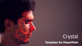  Presentation with face recognition - Presentation design having facial-recognition-technology-concept background and a tawny brown colored foreground