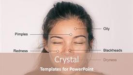  Presentation with clogged - Colorful slide deck enhanced with facial-skincare-asian-woman backdrop and a coral colored foreground