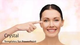  Presentation with eye surgery - Slide set featuring facial surgery - health spa and beauty concept background and a  colored foreground