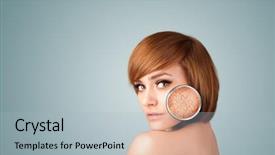  Presentation with skin and wound healing - PPT theme featuring facial surgery - healthy beautiful young girl background and a  colored foreground