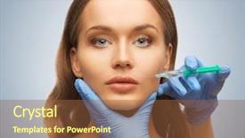  Presentation with beautician - Amazing PPT theme having facial surgery - picture of woman face backdrop and a tawny brown colored foreground
