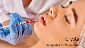  Presentation with plastic surgery - Presentation design consisting of facial surgery in beauty clinic background and a coral colored foreground
