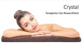  Presentation with brown and white - Presentation theme with facial wash - beautiful young girl lying background and a white colored foreground