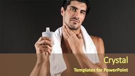  Presentation with towel for uk market - Amazing slide deck having facial wash - handsome shirtless man with towel backdrop and a tawny brown colored foreground